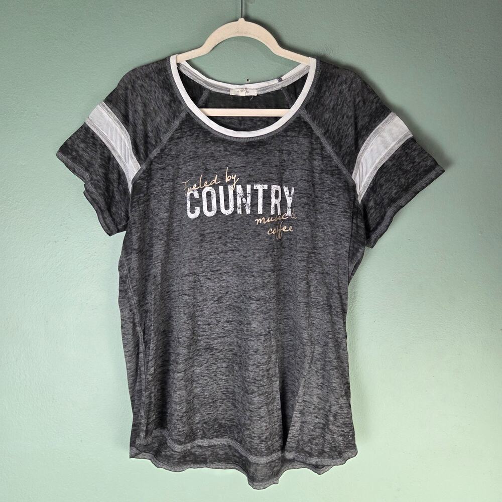 Maurices Womens XXL Fueled By Country Music Coffee Burnout Western Graphic Shirt